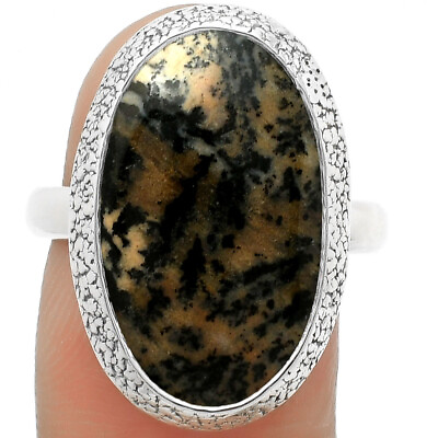 #ad Natural Russian Honey Dendrite Opal 925 Silver Ring s.8.5 Jewelry R 1307 $10.99