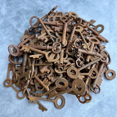 #ad Antique Vintage Style 19th Century Cast Iron Keys Lot of 100 $85.00