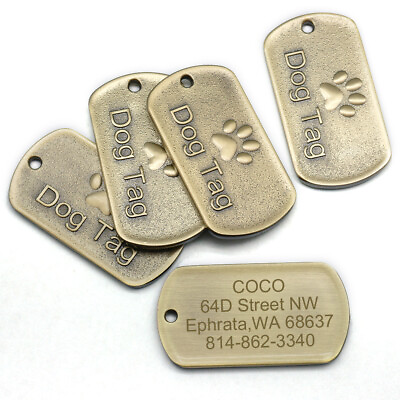 #ad Dog Tags Customizable Gold Personalized Pet Dog ID Name Tags for Dog Engraved $7.99