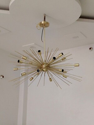 #ad Mid Century Modern Brass Urchin Chandelier Light Fixture Ceiling Chandelier Star $479.00