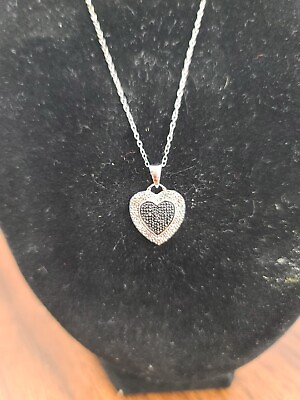 #ad JCM SS 925 Diamond Accent Heart Pendant amp; Chain 18” Necklace 240324 1 $10.00