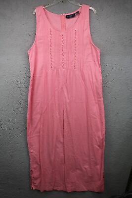 #ad Mountain Lake Casuals Vintage Sleeveless Embroidered Maxi Dress Linen Blend XL $24.95