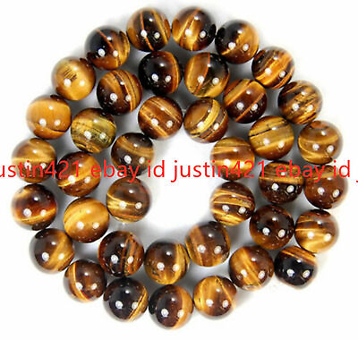 #ad AAA 10mm Natural African Roar Tiger#x27;s Eye Round Gemstone Loose Beads 15quot; $6.48