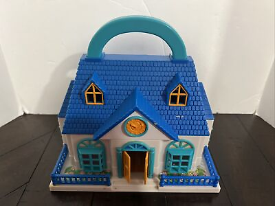 #ad Vintage Tiny Dreams Carry Along BLUE BOX Teacher School House POLLY POCKET Rare $14.99