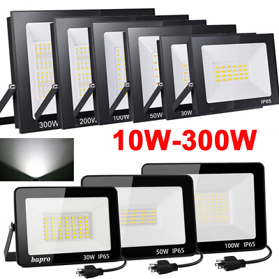 #ad LED Flood Light 10W 30W 50W 100W 200W 300W Outdoor Garden Yard Spotlight US Plug $13.99
