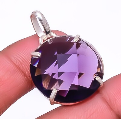 #ad Amethyst Gemstone Pendant 925 Solid Sterling Silver Jewelry For Girls 1.56quot; $11.99