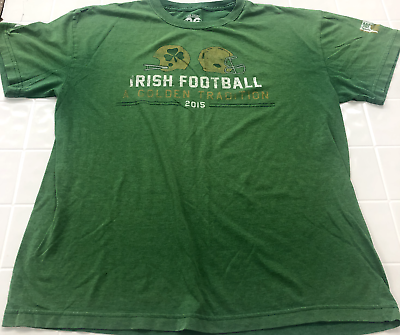#ad Retro Notre Dame Green 26 Years Irish Football Short Sleeve T Shirt Men Size XL $18.00