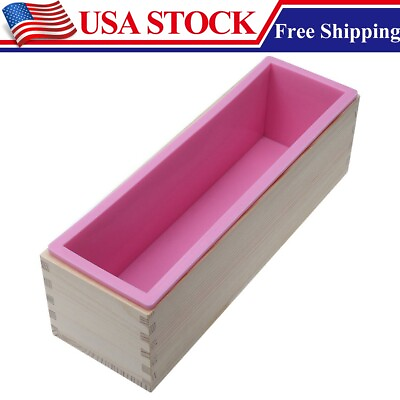 #ad Rectangle Silicone Soap Mold Wooden Box Reusable DIY Tool Toast Loaf Baking Cake $13.99