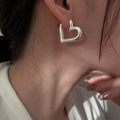 #ad 925 Sterling Silver Vintage Heart Earrings Women Trendy Jewelry Prevent Allergy $9.99