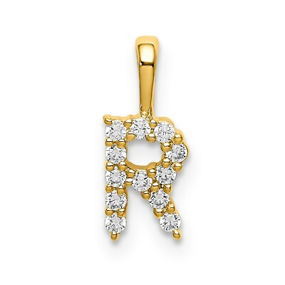 #ad 14K Yellow Gold Small Initial R Diamond Pendant $260.95