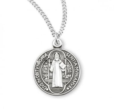 #ad Unique Saint Benedict Round Sterling Silver Medal Size 0.6in x 0.5in $59.99