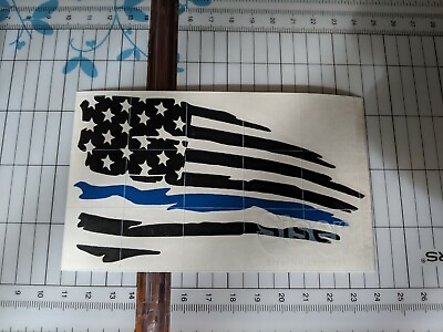#ad Distressed American flag thin blue line Vinyl Decal Sticker Ripped torn USA $4.07