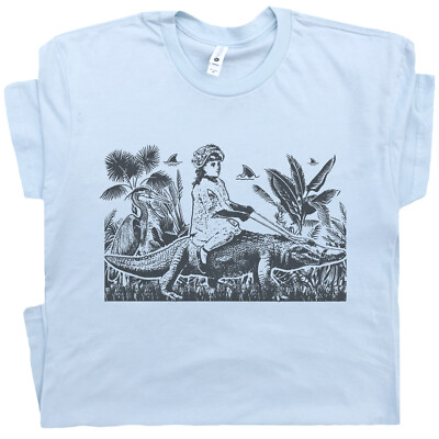 #ad Girl Riding Alligator T Shirt Weird Shirts Vintage Florida Graphic Retro Gator T $19.99