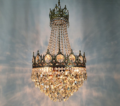 #ad Antique French Chandelier 16quot; chandelier lighting Vintage crystal Chandelier $549.00