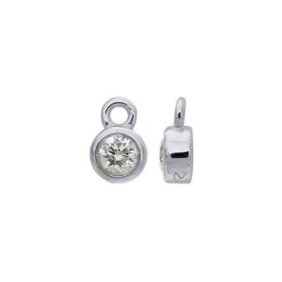 #ad 14k White Gold Genuine Diamond Charm Bezel Set $114.00