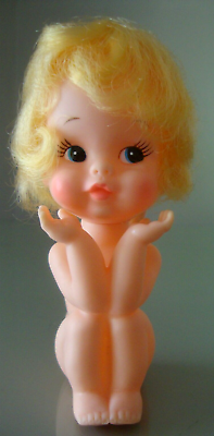 #ad Vintage ANGEL Vinyl Rubber Cherub Kewpie Type Doll Japan Rooted Hair Sitting 6quot; $31.99