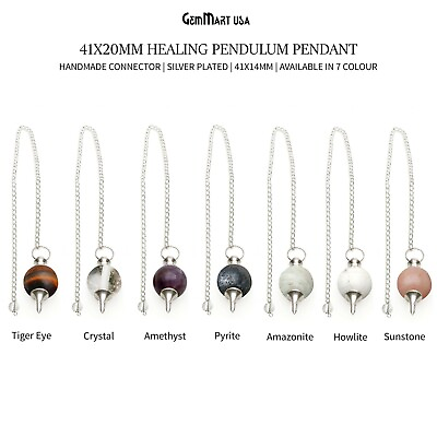 #ad Gemstone Healing Pendulum Pendant With Cap reiki Spiritual engraved stones $3.99
