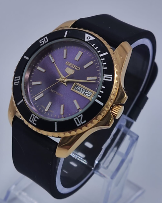 #ad Vintage Automatic purple dial rotating bezel 17 J CAL 6309 WRIST WATCH JAPAN $59.99
