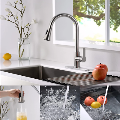 #ad Brushed Nickel Kitchen Faucet Sink Mixer Faucet Pull Down Sprayer Single Handle $21.61