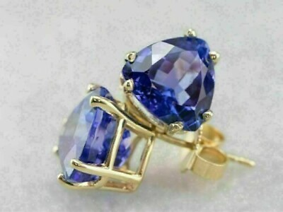 #ad 2Ct Trillion Cut Lab Created Blue Sapphire Stud Earring#x27;s 14K Yellow Gold Plated $39.99