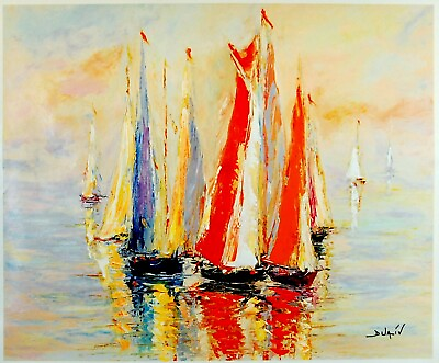 #ad #ad Duaiv Soir Des Voiles Evening of the Sails UNFramed Fine Art Mixed Media Canvas $1500.00