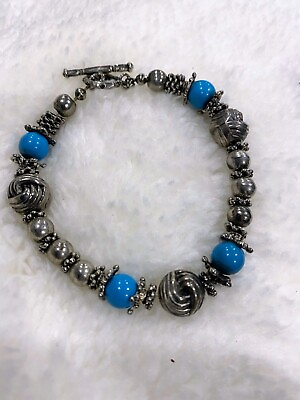 #ad Vintage Sleeping Turquoise Gemstone Sterling Silver Jewelry Bracelet 8 inch $19.99