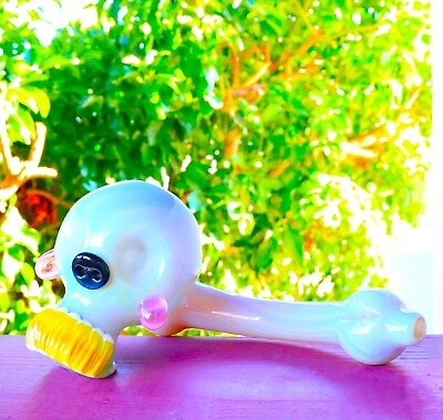 #ad 8quot; Icy Glacier Skull Glass Bubbler Hammer Tobacco Smoking Herb Water Pipe THB 76 $42.54