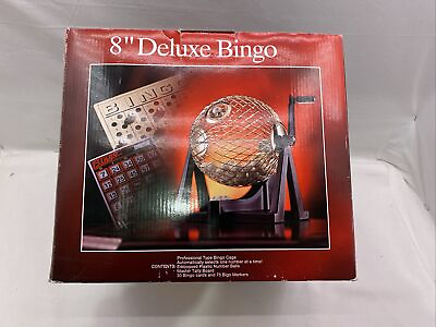#ad 8quot; Deluxe Bingo Game Set Gold Color Metal Cage Master Board amp; Bingo Cards $30.00