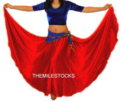 #ad TMS RED Satin Half Circle Skirt BellyDance Costume Tribal Gypsy ROBE JUPE 27 SHS $18.99