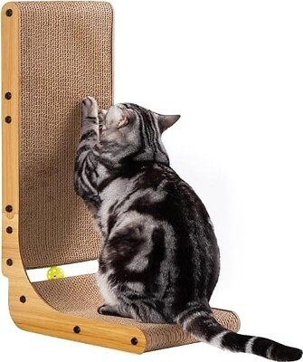 #ad L Shape Cat Scratcher 26.8 Inch Cat Scratchers for Indoor Cats $25.99