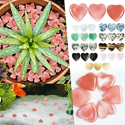 #ad 3PCS Heart Crystals Shaped Crystal Palm Natural Stones Polished Love Gemstones $8.49
