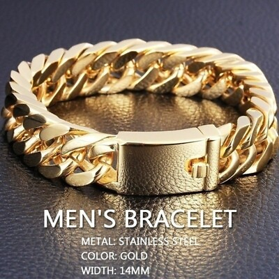 #ad Men#x27;s Fashion 10mm Bracelet Double Buckle Trendy Atmospheric Bracelet Jewelry C $4.06
