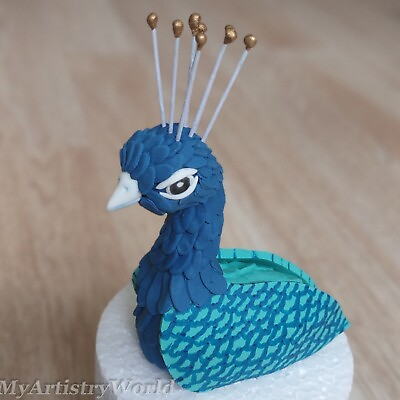 #ad Edible 3D fondant gum paste Peacock cake topper. Tail is not included $45.00