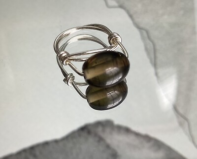 #ad Beautiful Black Wire Wrapped Handmade Silver Ring Size 3.0 $5.99