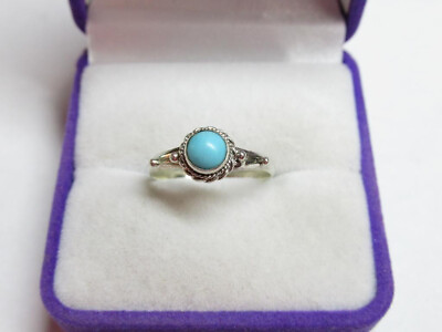 #ad Original Vintage Russian Ring Soviet Sterling Silver 925 Turquoise Size 6 USSR $84.99