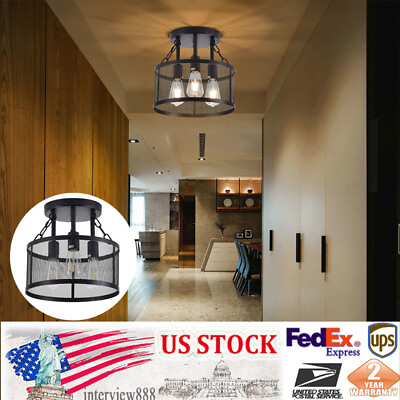 #ad 3 Light Farmhouse Loft Rustic Chandelier Pendant Ceiling Light Fixture Lamp $32.90