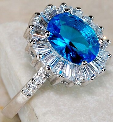 #ad 2CT Blue Topaz amp; Topaz 925 Sterling Silver Ring Jewelry Sz 7 NB2 1 $33.99