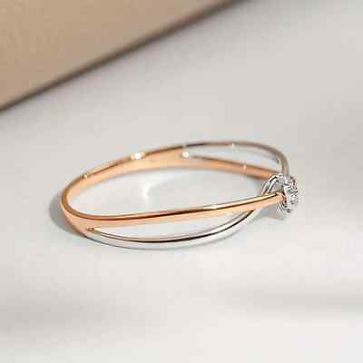 #ad Moissanite Round Cut Knot Design Simple 925 Sterling Silver Ring For Women#x27;s $93.59