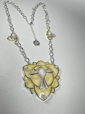 #ad Cristina Sabatini Silvertone Necklace Translucent Yellow Lucite amp; Stone Necklace $119.00