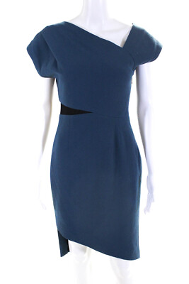 #ad Rachel Roy Womens Wool Asymmetrical Neckline Sleeveless Pencil Dress Blue Size 2 $40.81