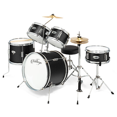 5 Piece Junior Drum Set with Brass Cymbals Starter Kit $199.99