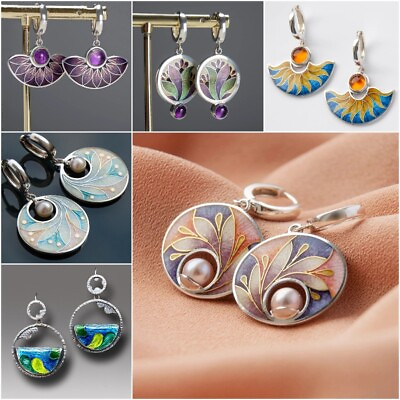 #ad Women 925 Silver Pearl Drop Dangle Earrings Wedding Jewelry Gifts A Pair C $3.62