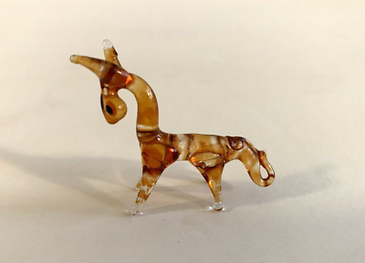 #ad Miniature Glass DONKEY Tiny Glass Art Animal Amber amp; Clear 1.25quot; $9.99