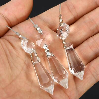 10 Clear Chandelier Glass Crystals Lamp Prisms Parts Hanging Drops Pendant 38mm $7.51