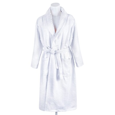 #ad Luxury Terry Bathrobe Unisex Thick Cotton Blend Pockets Kimono Turkish White S M $38.21