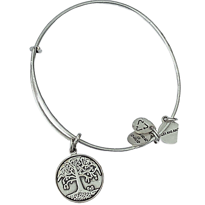 #ad Alex and Ani TREE OF LIFE Silver Expandable Charm Bangle Bracelet Pre Owned $9.10