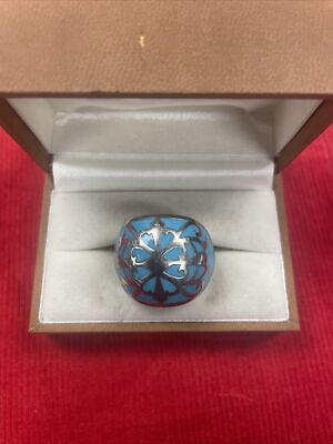 #ad Vintage Sterling Silver 925 Inlay Turquoise Color $115.00