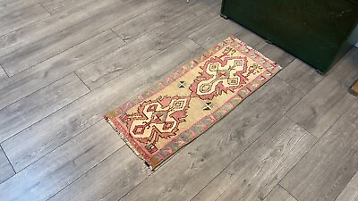 #ad Small Carpet Pink Small Rug Vintage Small Rug Wool Rug 1.3x3.1 ft $91.26