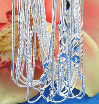 #ad 925sterling solid Silver lots 2 5 10PCS 1mm 2mm snake chain Necklace 16 30inch $8.99
