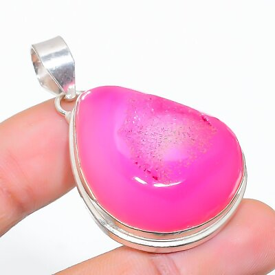 #ad Pink Lace Agate Gemstone Handmade Ethnic Jewelry Pendant 1.97quot; VM 1506 $6.99